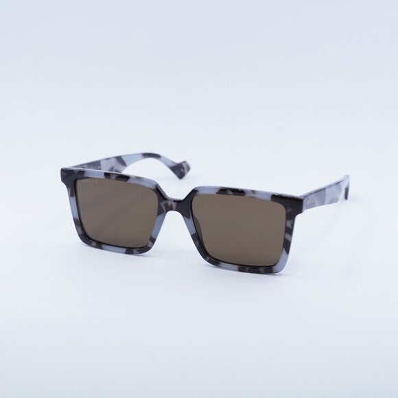 Gucci GG1540S 005 Sunglasses Grey Spotted Havana Square Frame, Brown Lenses - Picture 1 of 11